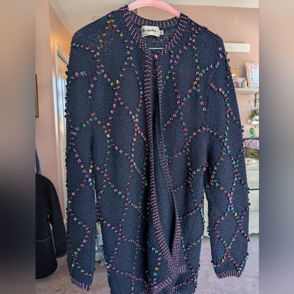 100% Wool Beaded Cardigan
